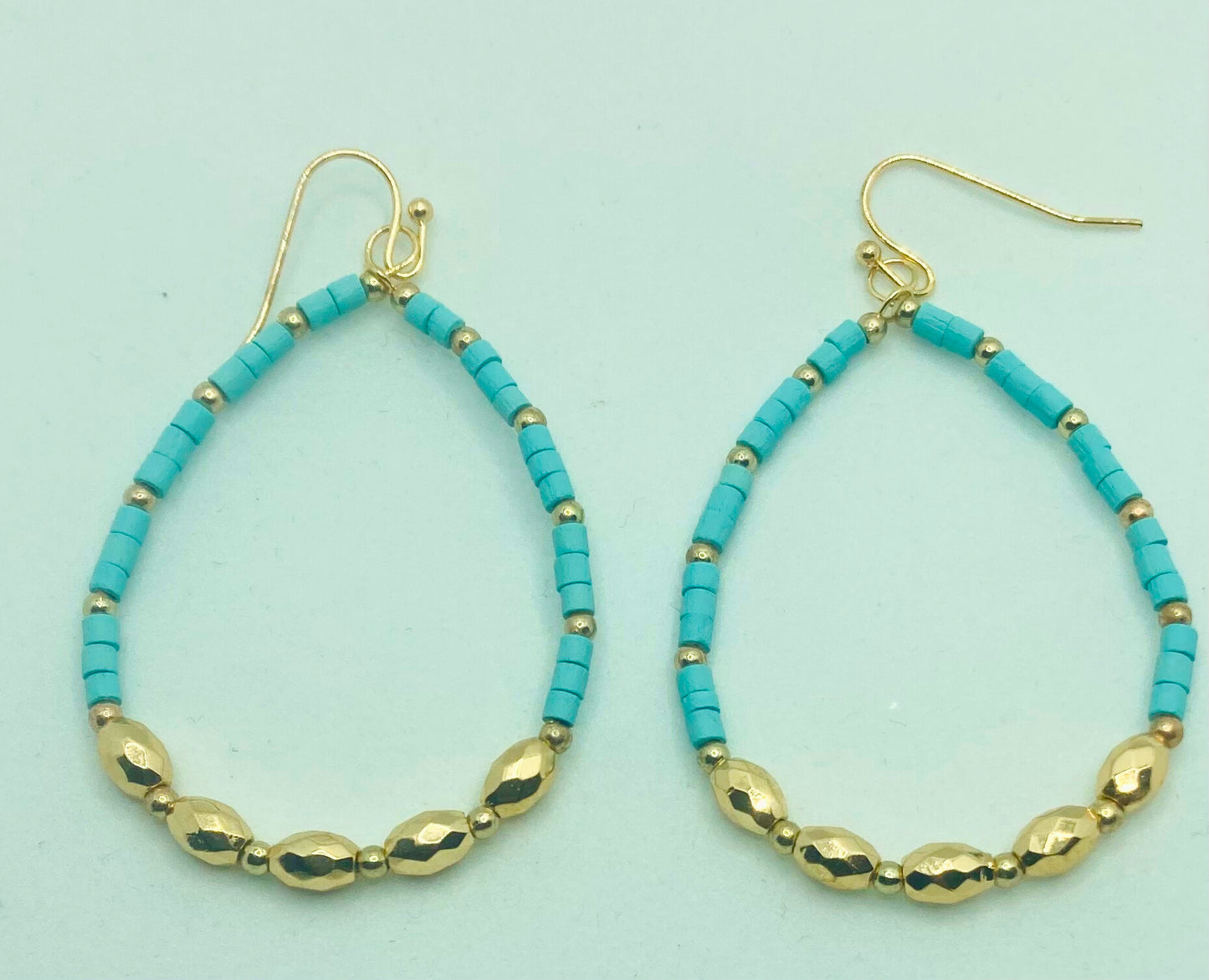 Wood Metal Teardrop Earrings