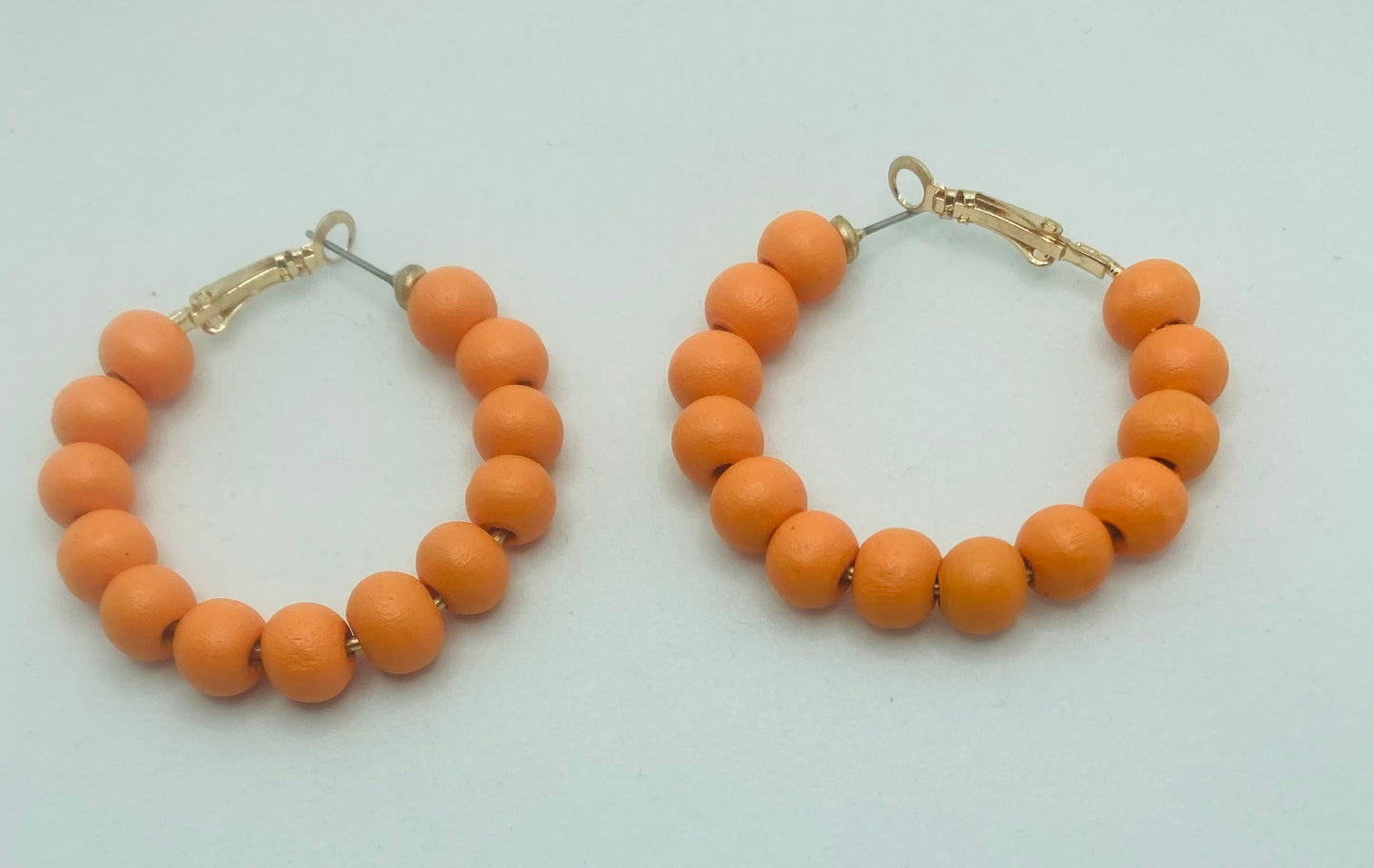 Color Wood Bead Hoop Earrings