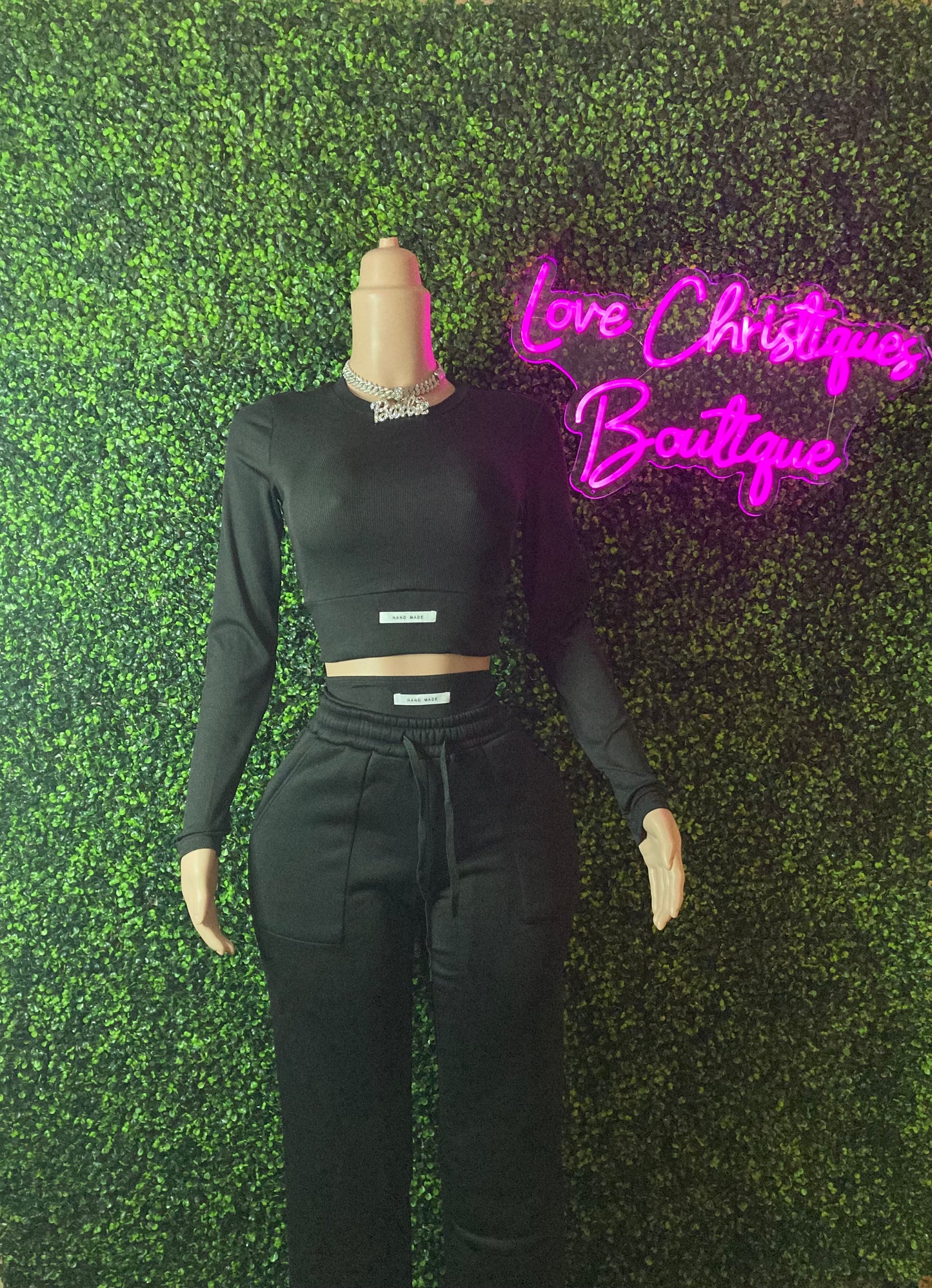 Hand Made Long Sleeve Solid Top And Pant Set