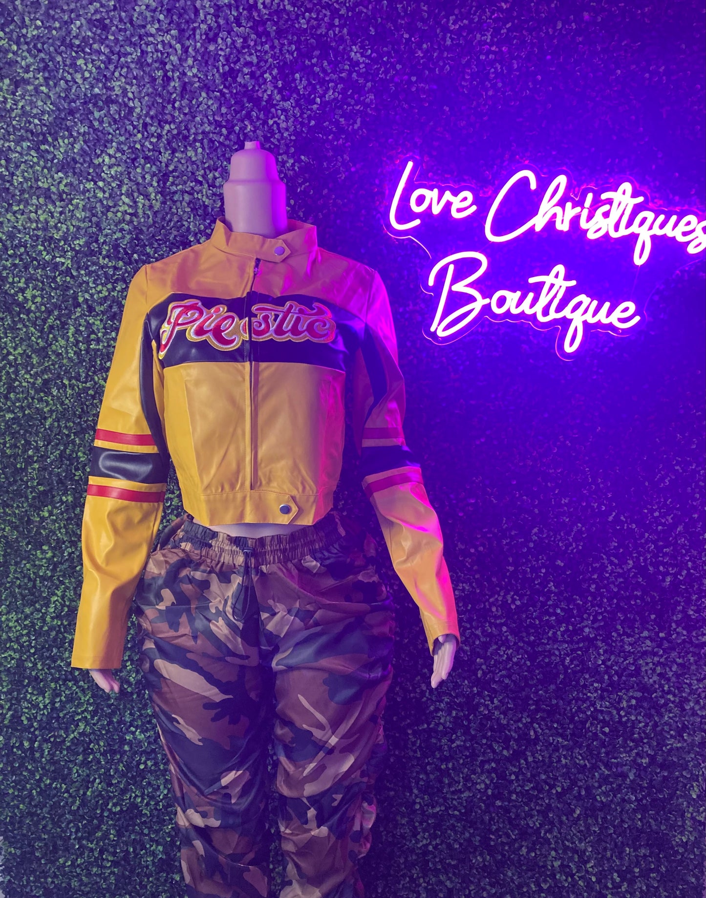 Faux Letter Crop Jacket