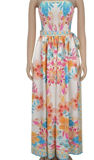 Sexy Print Backless Wide Leg Jumpsuit