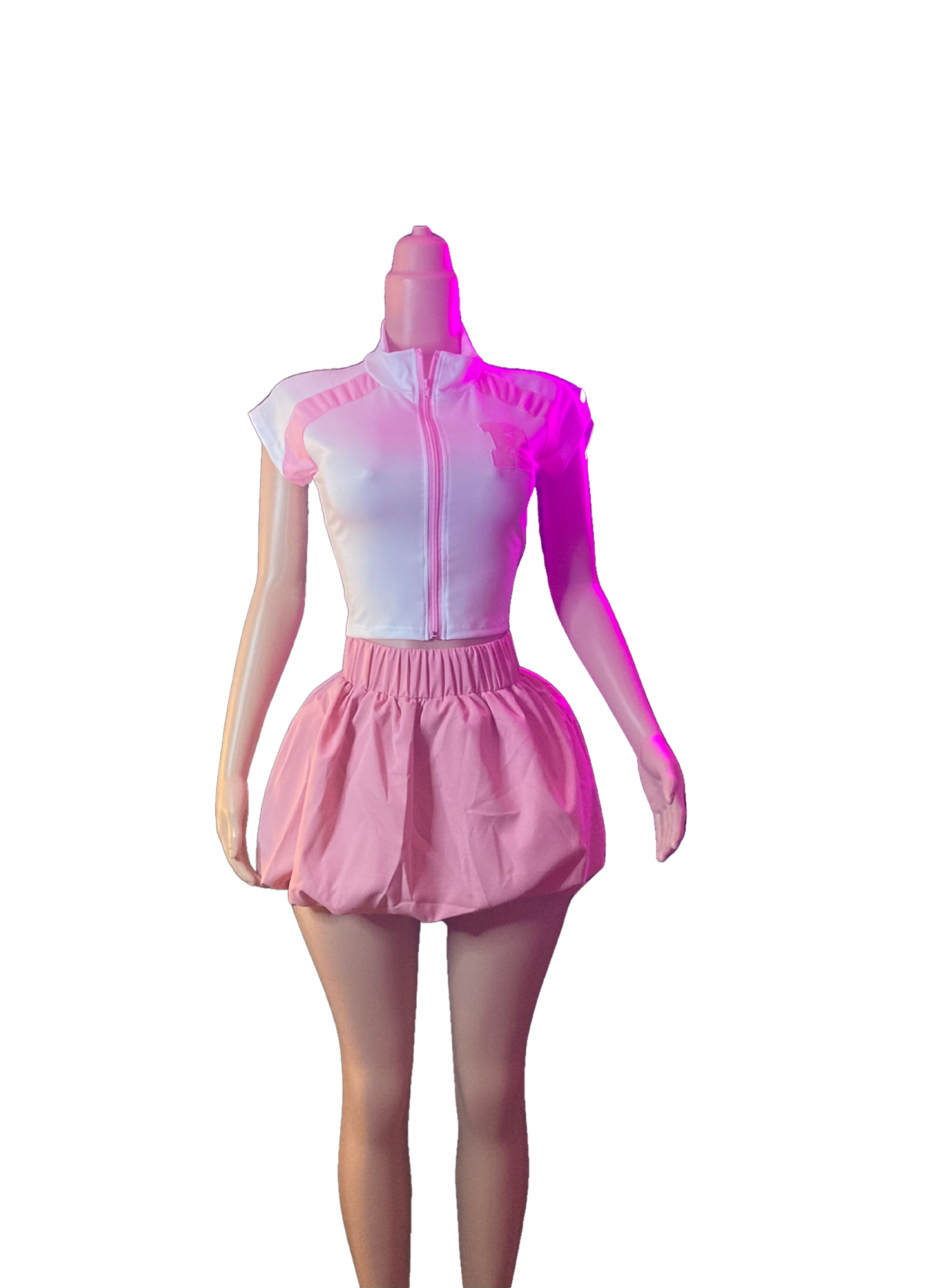 Print Zipper Short Sleeve T-Shirt Skirt Set