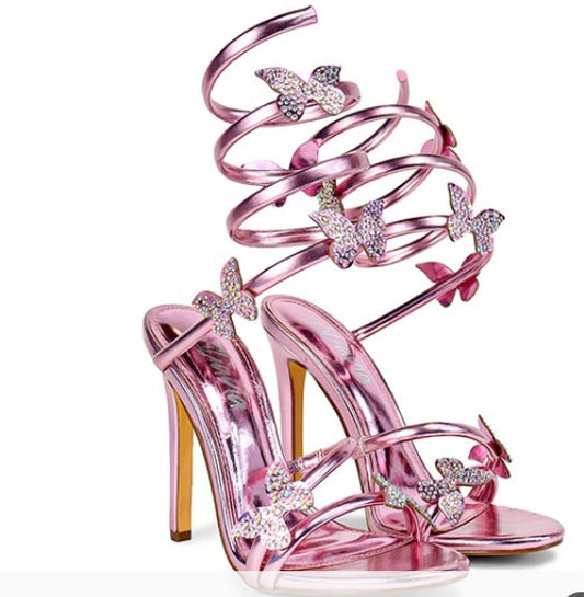 Pretty pink butterfly heels