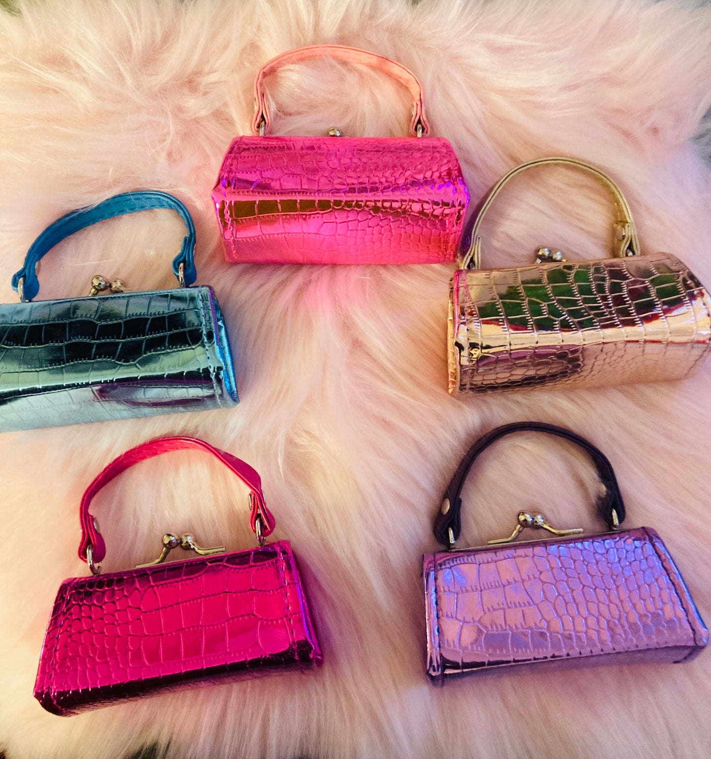 Fashion Handle Metallic color Mini Box Coin Purse