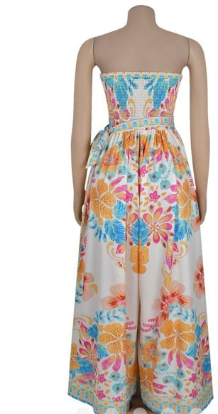 Sexy Print Backless Wide Leg Jumpsuit