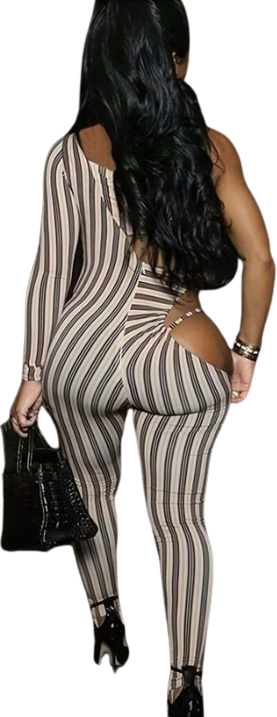 Sexy cut out striped Jumpsuit
